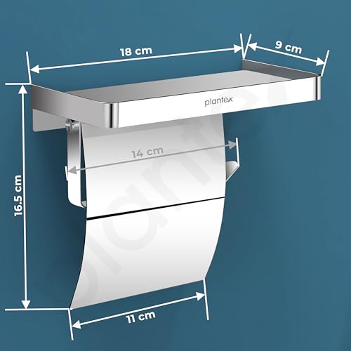 Image of Plantex Toilet Paper Holder for Bathroom /304 Grade Stainless Steel Tissue Paper Roll Holder with Mobile Holader /Bathroom Accessories - Pack of 1 (Chrome)