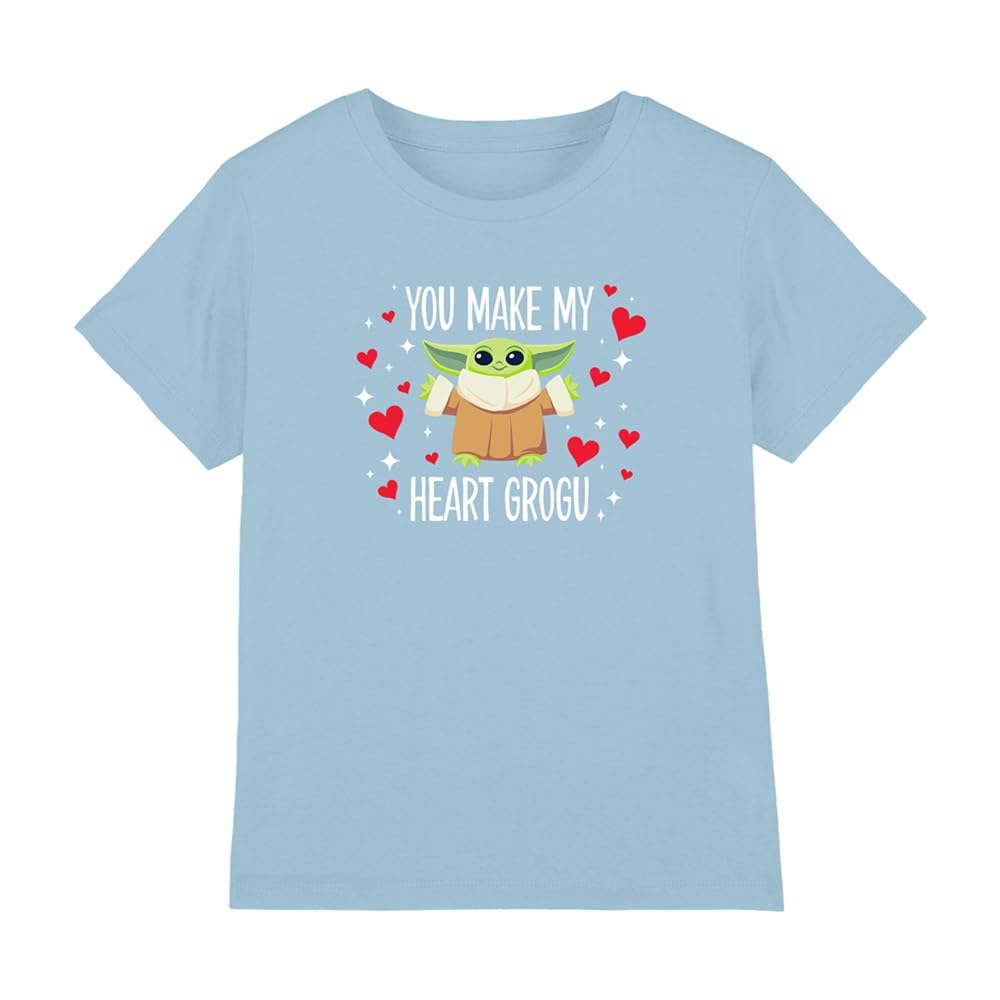 Star Wars You Make My Heart Grogu Kids T Shirt, Light Blue, 12-13Y