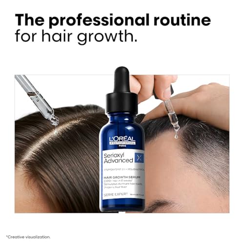 Image of L'Oreal Professionnel Serioxyl Advanced Hair Growth Serum for scalp | Powered by Stemoxydine 5% + Resveratrol | Stimulates dormant hair roots and thickens hair fibre | Hairgrowth serum for men and women