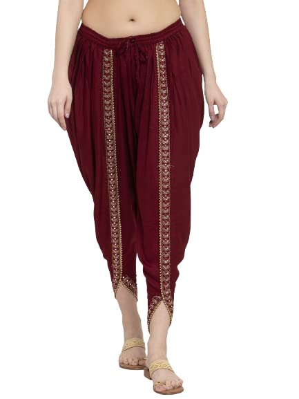 STYLORIATR Lightweight Maternity Dhoti Pants Soft Rayon Fabric Dhoti Waist Size (32-38 INCHES (XL/XXL)) Maroon Plain Pack of 1-image-40