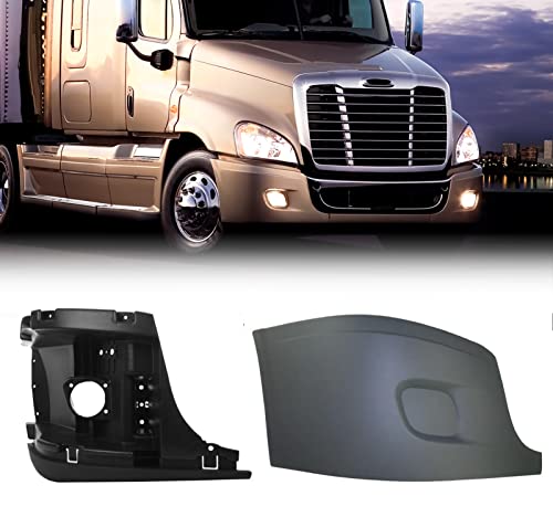 Torque Bumper Cover Replacement with Inner Support Reinforcement (without Fog Light Hole) for 2008-2017 Freightliner Cascadia Semi Trucks Passenger Right Side RHD (TR067-R + TR072-R)