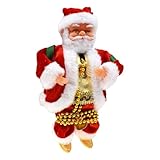 Opilroyn Cuerda de escalada de Papá Noel con cuerda musical, decoración navideña eléctrica con música para exteriores, interior, porche, ventana, techo, escalera, balcón, reunión de fiesta