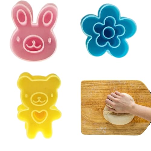 3Pieces Cute Mini Sandwich Cutters, Cute Bear Flower Shape, Pastry Baking Tool, Sandwiches Mold, Sandwich Cutters Molds Bread Cookie Embossed Device, Cookie Baking Supplies for Kids