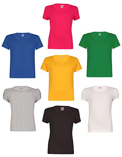 Image of SINI MINI Sinimini Girls Half Sleeve Cotton Round Neck Tshirt with bio wash (Pack of 7).