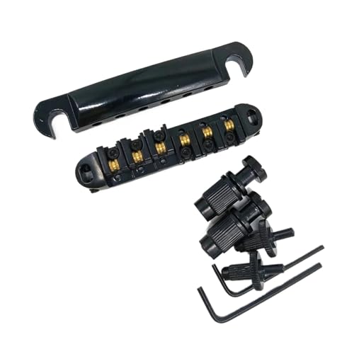 プロ仕様ギターブリッジ LP SG レスポールエレキギター用ボールベアリングブリッジテールプレート 1セット(Black)