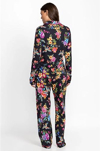Johnny Was Sognatore Neros Long Sleeve Pj Set Floral Home Lounge Pajama Black New4