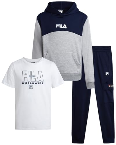 Recopilación de Ropa de Balonmano para Niño , tabla con los diez mejores. 48 Fila Conjunto deportivo para niño: sudadera con capucha de 3 piezas, pantalón deportivo y camiseta. Conjunto deportivo (8-12), talla 8, azul marino/Oxford jaspeado.