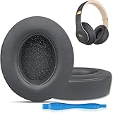 GVOEARS Replacement Ear Pads for Beats Studio 3, Ear Cushions for Studio 2 & 3 Wired Wireless Headphone Not Fit for Beats Solo On-Ear, Stronger 3M Adhesive Tape Thicker Memory Foam(Titanium Grey)