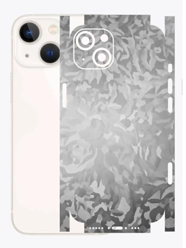 Image of AtOdds - Full Body Back Screen Guard Protector Film - 3D Textured Lamination Wrap Skin Sticker for iPhone 13 mini | Scratchproof Matte Finish (Design - Silver Camo)