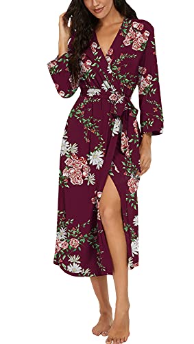 Image of VINTATRE Women Robes Long Knit Bathrobe Lightweight Soft Bath Robe with Pockets