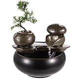 Ceramic Tabletop Fountain, Ceramic Pot Fountain Desktop Water Fountain Indoor, for Indoor and Home Decoration Table Desk Office Patio