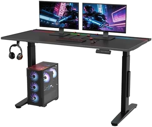FLEXISPOT Electric RGB Gaming Standing Desk, 55" Dual Motor Heigh...