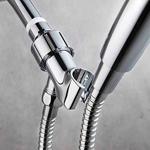 Shower Holder Universal, Chrome Handheld Shower Head Holder with Brass Swivel, Shower Arm Mount, Shower Bracket, Shower Arm Holder, Shower Wand Holder, Shower Arm Pipe Connector