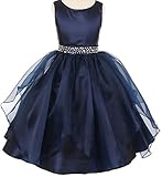 Little Girls Ruffle Dazzling Stone Waist Flowers Girls Dresses