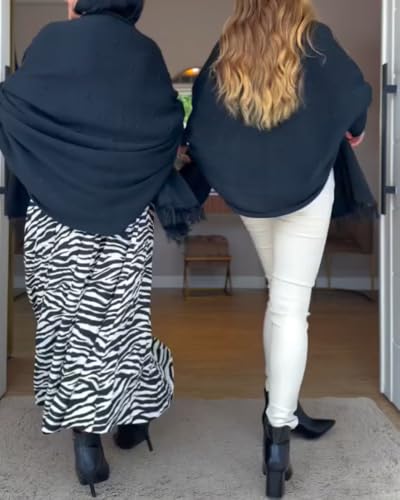 CHICME Solid Poncho Shawl Wraps 2025 Knitted Poncho Cardigan Warm Long Sleeve Cozy Versatile Fringe Sweater Cardigan3