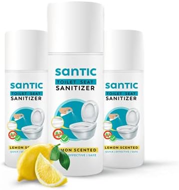 SanticToilet Seat Sanitizer Set Of 3-50ML Each- Lemon | Reduces The Risk Of UTI & Other Infections | Kills 99.9% Germs | Travel Friendly