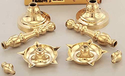 Image of Diwali Puja Oil Gold Diya for Pooja | Traditional Diya for Home Temple Decor, Diwali Gift, (16 Inch)