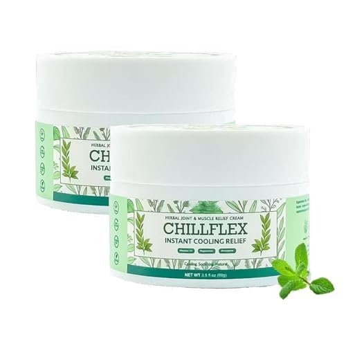 2PC Chillflex Instant Cooling Relief Cream, Instant Cooling Creams, Soothing Herbal Menthol Gel, For Joint Activities Throughout The Body