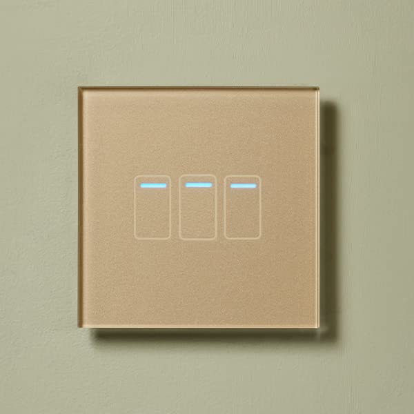 Home Assistant Green Interruptor De Pared Inteligente WIFI (3 Vias) Apagador Inteligente Smart Switch, Control Remoto De Luz Vía Celular, Panel Táctil De Vidrio O Voz Al Ser Compatible Con Alexa, Google