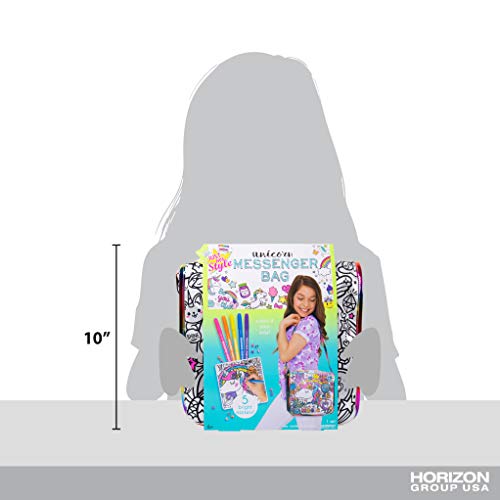 Just My Style Color Your Own Unicorn, Personalized Doodle Messenger Bag with Adjustable Strap, Great for School & Errands, Gift Ideas for Girls, Crafts Activity for Kids Ages 6, 7, 8, 9