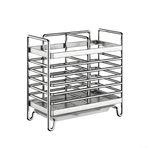NEIQIUWING Soporte universal para cubiertos de cocina, montaje en pared o función de soporte, escurridor para tenedores, cucharas, palillos, estante de secado inoxidable con bandeja extraíble (2