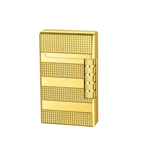 Encendedores de butano de metal tallado vintage, clásico abatible, resistente al viento, llama suave, encendido de rueda de molienda lateral, regalo conveniente para hombres