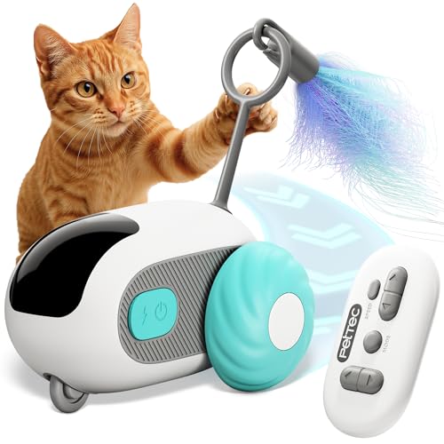 PETTEC® RC Car Interaktives Katzenspielzeug ferngesteuertes Auto [SMART TOY] - Intelligentes Katzenspielzeug elektrisch mit automatischer Hindernisvermeidung - Spielzeug Selbstbeschäftigung für Katzen
