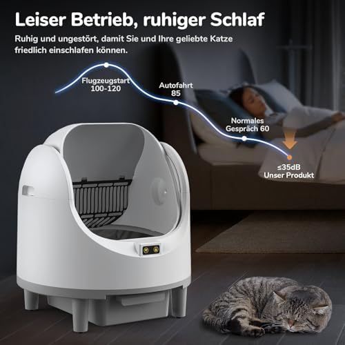 Bild 5 - Offene Katzenklo Selbstreinigend Katzentoilette XXL, Katzentoilette Selbstreinigend, App-Steuerung, Sicherheitssensor, Große Fassungsvermögen Anti Pinch Self Cleaning Cat Litter Box für Mehrere Katzen