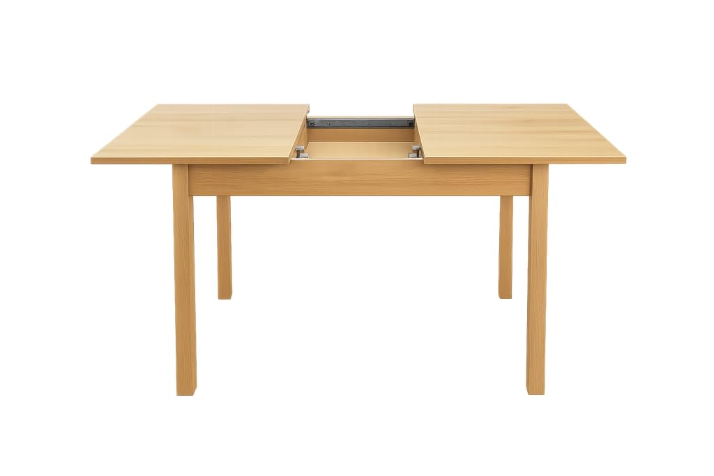 Mesa de Comedor Extensible en Roble Natural – De 120 a 160 cm – Diseño Moderno y Funcional en Melamina Aserrada – Ideal para Salón o Cocina