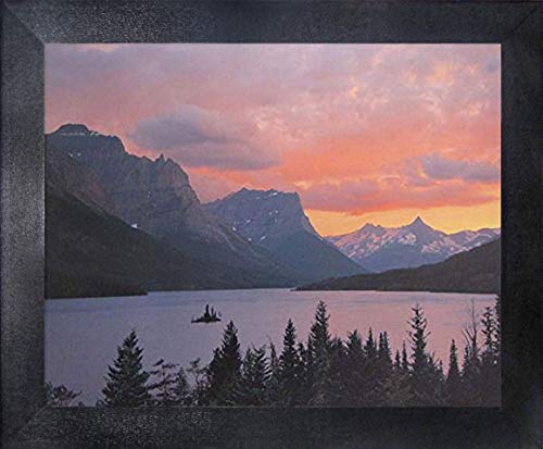 Wall Decor Glacier National Park St. Mary Lake Landscape Mountain Scenery Black Frame Art Print Picture Poster(8x10)