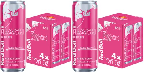 Red Bull White Peach Summer Edition Energy Drink, with 114mg Caffeine plus Taurine &amp; B Vitamins, 12 Fl Oz, 8 Pack
