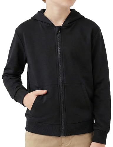 Image of Spring&Gege Boys Zip up Hoodie Soft Solid Classic Full Zip Hooded Sweatshirts for Kids (3-14 Years)