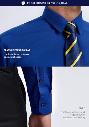 Image of HISDERN Mens Dress Shirt with Tie Pocket Square Set Classic Button Down Shirt Matching Tie Long Sleeve Shirts