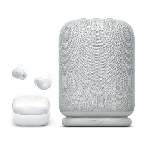 Image of Sony LinkBuds Fit Truly Wireless Noise Canceling Earbud Headphones, Small & Light with Newly Developed Air Fitting Supporters, White LinkBuds Wireless Portable Bluetooth Speaker, Light Gray