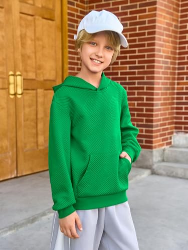 Haloumoning Boys Fashion Texture Hoodies Kids Hooded Long Sleeve Pullover Sweatshirts with Pocket 5-14 years3