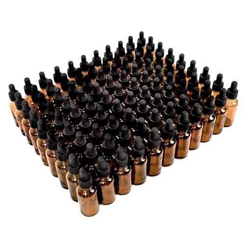 June Fox 2oz Glass Dropper Bottle 80 Pack Amber Glass Bottles with Glass Droppers and Black cap for Essential Oils Lab Chemicals Perfumes