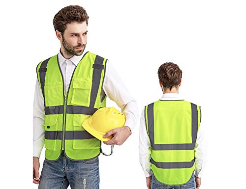VRITRAZ Reflective Safety Vest, High Visibility Neon Waistcoat for Running Cycling Sports with 2 Inch Reflective Strips