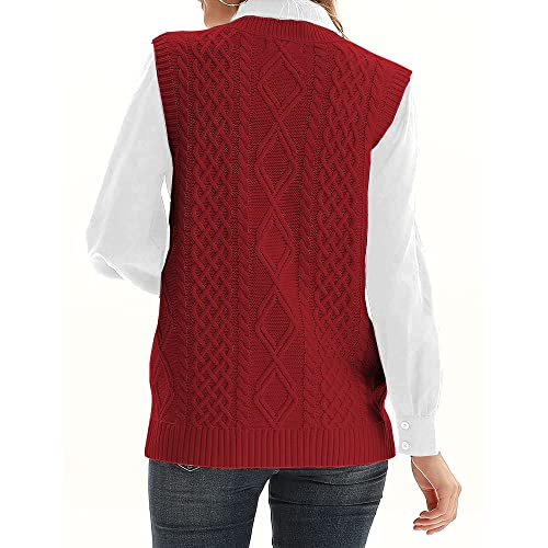 Womens’Knit Sweater Vest V Neck Sleeveless Cardigan Button Down Sweater Pocket Outwear Tops4