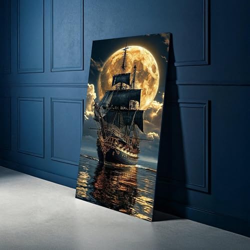 Toile paysage marin pleine lune pour créer une ambiance évasion au salon