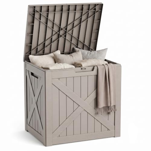 Image of 40 Gallon Outdoor Storage Box Waterproof, UV Resistant Resin Deck Box for Patio Furniture, Outside Storage Box for Garden Tools, Patio Cushions, Grey