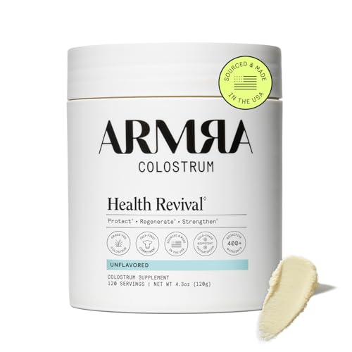 ARMRA Colostrum Powder | Unflavored | Gut Health & Bloating | Skin & Hair | Immunity | Keto, Gluten & Fat-Free | 120 Servings