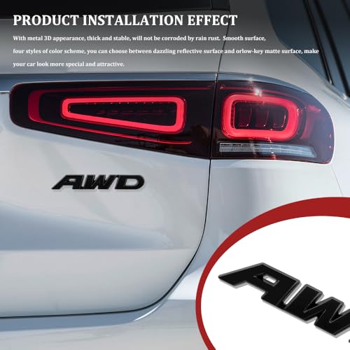 Image of AWD Emblem Sticker, Car Exterior Emblems Badge, 3D Metal Tailgate Side Sticker Badge, Car Decoration Accessories Self Adhesive Logo Emblem Fit for Trunk Tailgate Fender (AWD, Black)