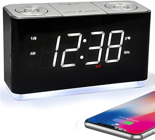 iTOMA Clock Radio, Alarm Clock with APP Control, Large LED Display, FM Radio, Dual Alarm, Two USB...