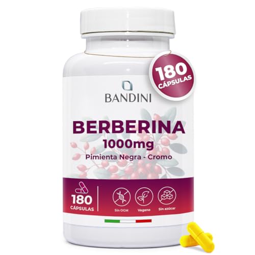 Bandini® Berberina 1000 mg - 180 cápsulas veganas - Con Cromo y...