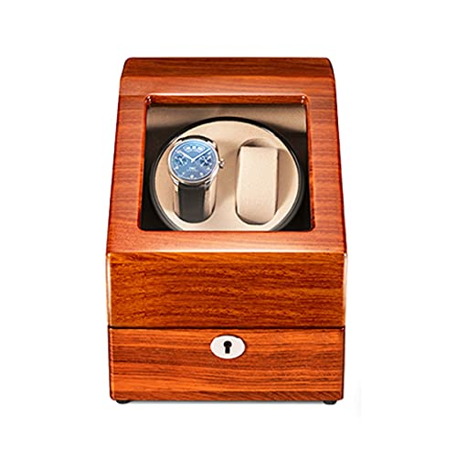 Watch Display Box Watch Winder for 2 Automatic Watches, with Extra 3 Watch Storages, Natural Solid Wood Shell Piano Finish, Silent Motor, Flexible Wat