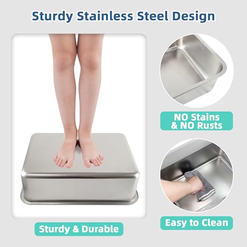Tokenkuko Stainless Steel Cat Litter Box,Large Covered Litter Box with Lid,High Wall Sides Enclosure Odorless,Easy to Clean,Anti-Leakage, Non-Sticky for Small to Large Sized Cats with Scoop(Gray)