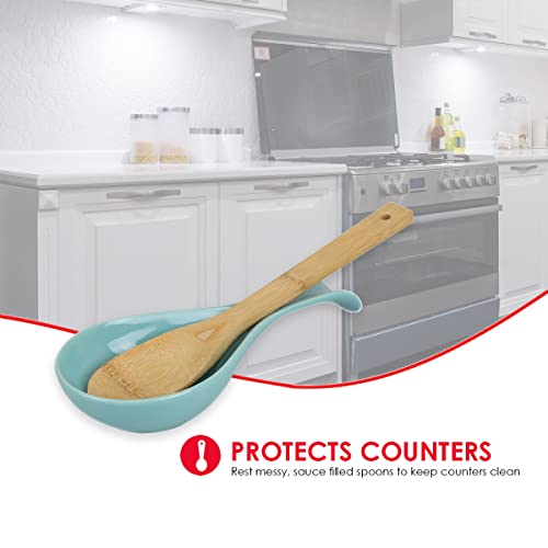 Home Basics Ceramic Spoon Rest (Turquoise) #TOP2