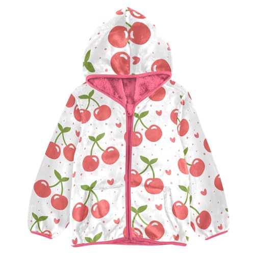OTVEE Cherry Fruit Dot Kids Hoodie Jacket Fall Spring Full Zip Warm Outwear Coat