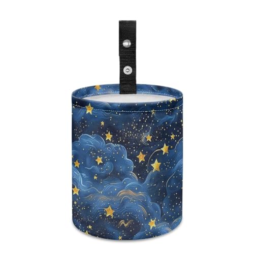 Image of Blue Star Car Carbage Bag Hanging Cute Car Trash Bag with Leak Proof Inside Liner and Hanging Strap Road Trip Must Haves for Kids