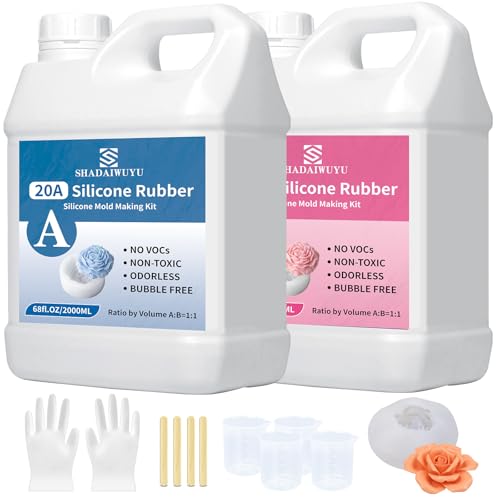 Silicona para Moldes 20A,4000ml Silicona Liquida Transparente,Mezclado 1:1 de Caoutchouc de Silice para Moldes de Curado Rápido para Artesanías de Jabón a Mano, Velas, Moldes de Resina